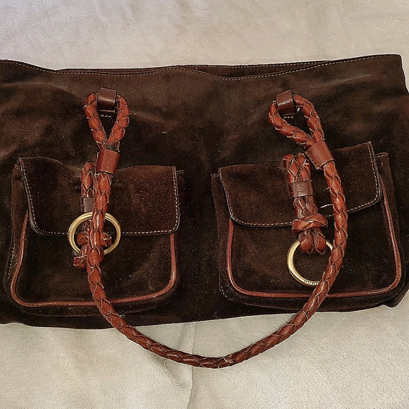 Burberry Brown Suede Shoulder Bag - Picture 1 of 13
